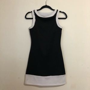 Vintage, mod style A-line dress in black and white.